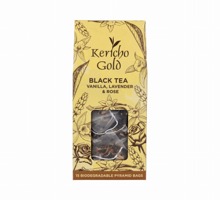 Kericho Gold – Herbata Black Tea Vanilla, Lavender & Rose (15 piramidek / 30 g)