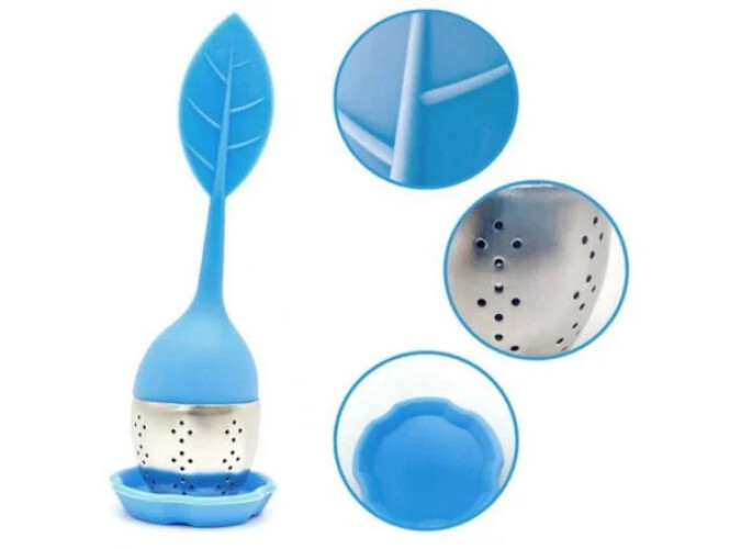 Zaparzacz do herbaty - silikonowy listek z sitkiem