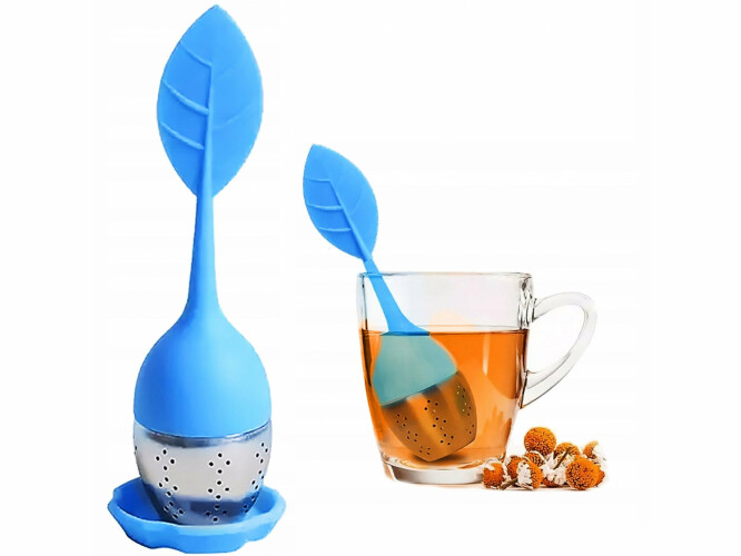 Zaparzacz do herbaty - silikonowy listek z sitkiem